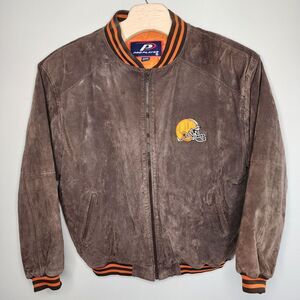 Cleveland Browns Men's XXL  Leather Suede Jacket Coat NFL Zip Bomber Pro Player‎